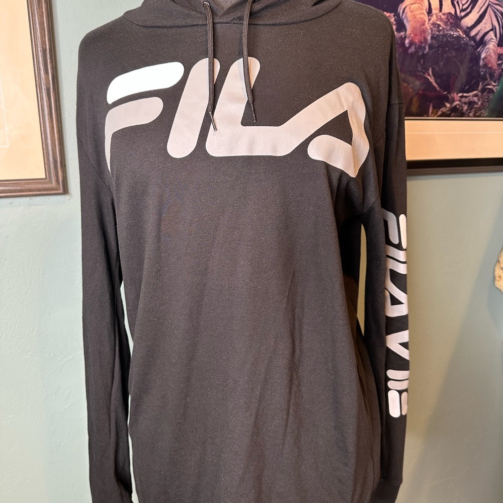 FILA Sport Jersey Hoody Light Weight Size XL Black/Gray/White NEW